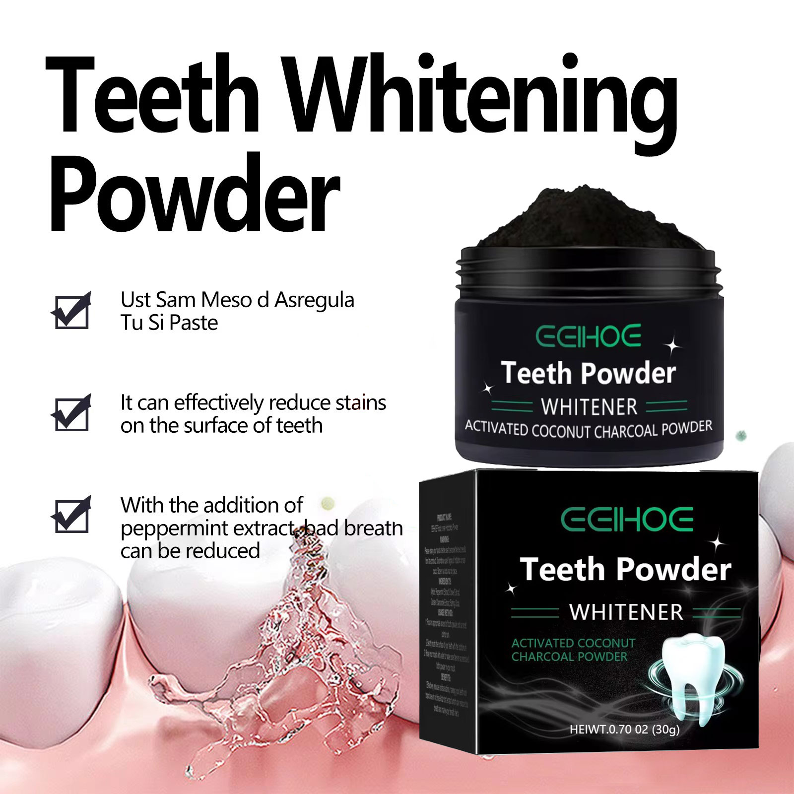 Угольный порошок EELHOE для от – обзор и цена Activated Charcoal Powder